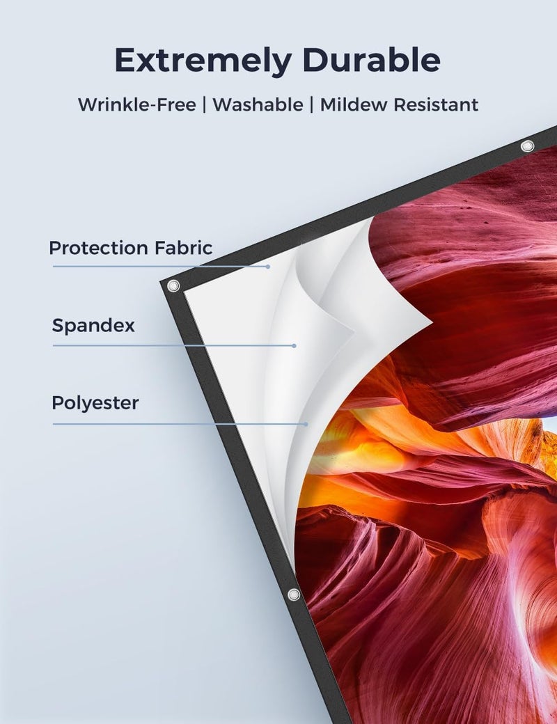 Aurzen 120-Inch Projector Screen, 16:9 4K HD, Foldable Anti-Crease, Portable Double-Sided Screen for Indoor/Outdoor Home Theater & Backyard - Image 5
